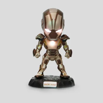 

Q Version Action Figure Superhero LED lamp Iron Man PVC Figure Solar Energy Shake head Toy 12cm Chritmas Gift Toys