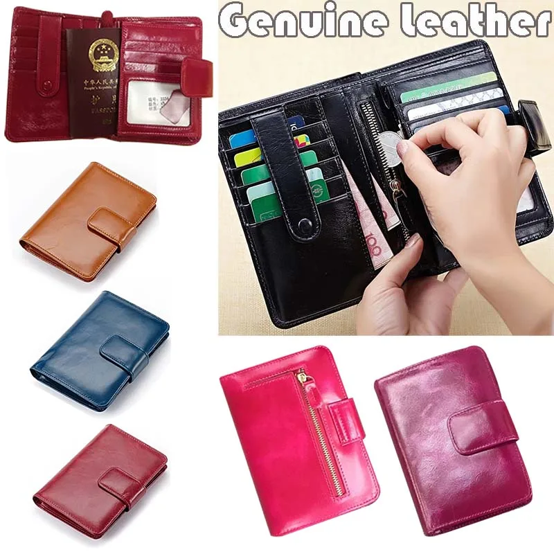 Woman Passport Holder Genuine Leather Wallet & Purse , Purple Hot Pink Navy Blue Black Brown , Oil Wax Cow Leather Woman Passport Holder Genuine Leather Wallet & Purse , Purple Hot Pink Navy Blue Black Brown , Oil Wax Cow Leather