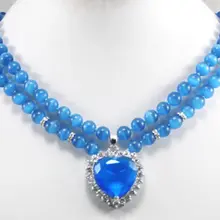 Дубай турецкие африканские бусы ювелирный набор натуральный 2 ряда 8 мм Синий Опаловый кулон ожерелье Кварцевые изысканные женские