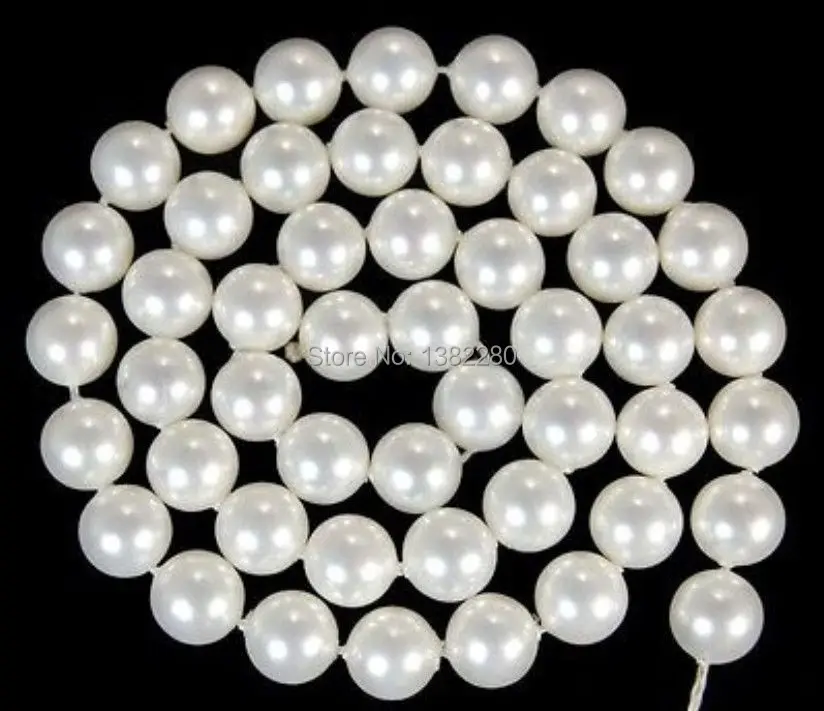 

! Sexy 10mm White South Ocean and Shell Pearls Loose Beads 15" JT5069