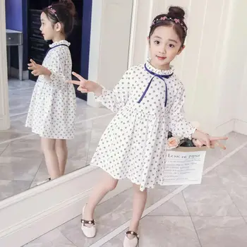 

2019 New Kids Girl Clothes Print Flower Long Sleeve Princess Dress Baby Girl Ruched Bow Dress Children Cotton Causal Dress Q526