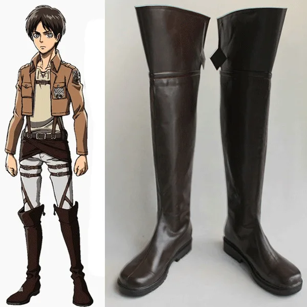 Wholesale Attack on Titan Cosplay High Boots Shingeki no Kyojin Eren