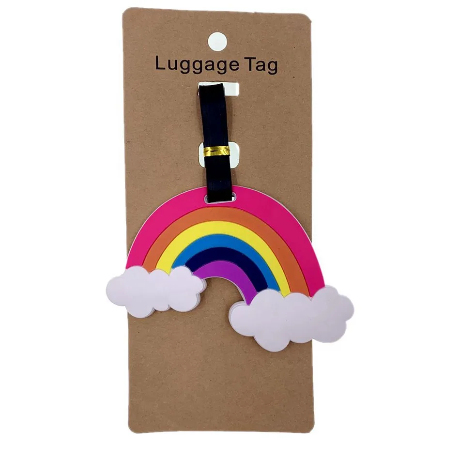 

Travel Accessories Kawaii Leisure Rainbow Luggage Tags Silica Gel Suitcase ID Addres Holder Women Portable Baggage Boarding