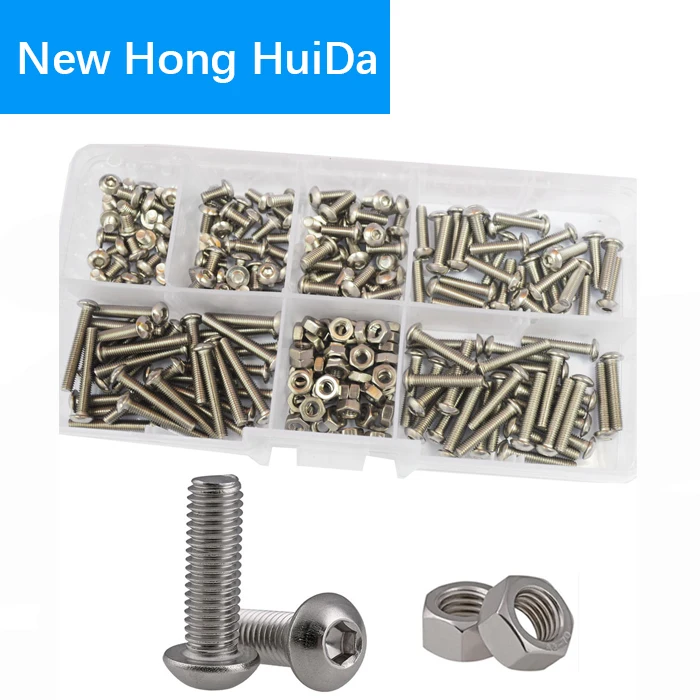 

M3 Hex Button Socket Head Cap Screw Nut Metric Thread Hexagon Allen Hex Drive Bolt Assortment Kit Set 230Pcs,304Stainless Steel