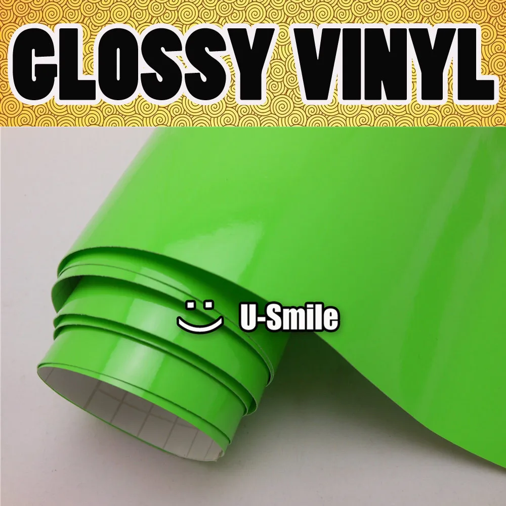 GLOSS Apple Green Vinyl Car Wrap Decal Sheet Glossy Green Self Adhesive