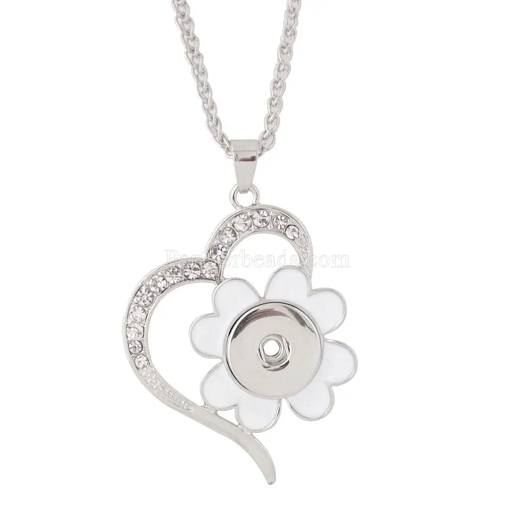 

Snap Button Jewelry Pendant With Charm Chain Cross Necklace Fit 18/20mm Snaps Necklace Jewelry For Women KC0340