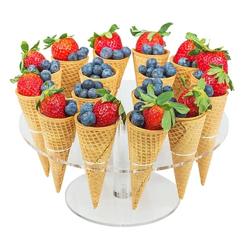 

16 Holder Acrylic Ice Cream Cone/ Sushi Hand roll Stand Transparent