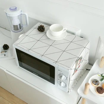 

Plaid Microwave Oven Cover Hood Oil Dust Cover With Storage Bag Microwave Dust Covers Kitchen Accessories Supplies Home Decor