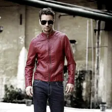 Новая мужская одежда Европа и США PU кожаная куртка на молнии с круглым вырезом повседневная куртка с карманом/M-4XL