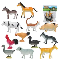 12 шт модель животного на ферме искусственный цифры Горячие набор игрушек для детей Пластик моделирование мини лошадь кошка собака корова