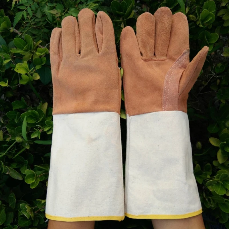 cow suede genuine leather welding gloves 37cm long sleeve gardening