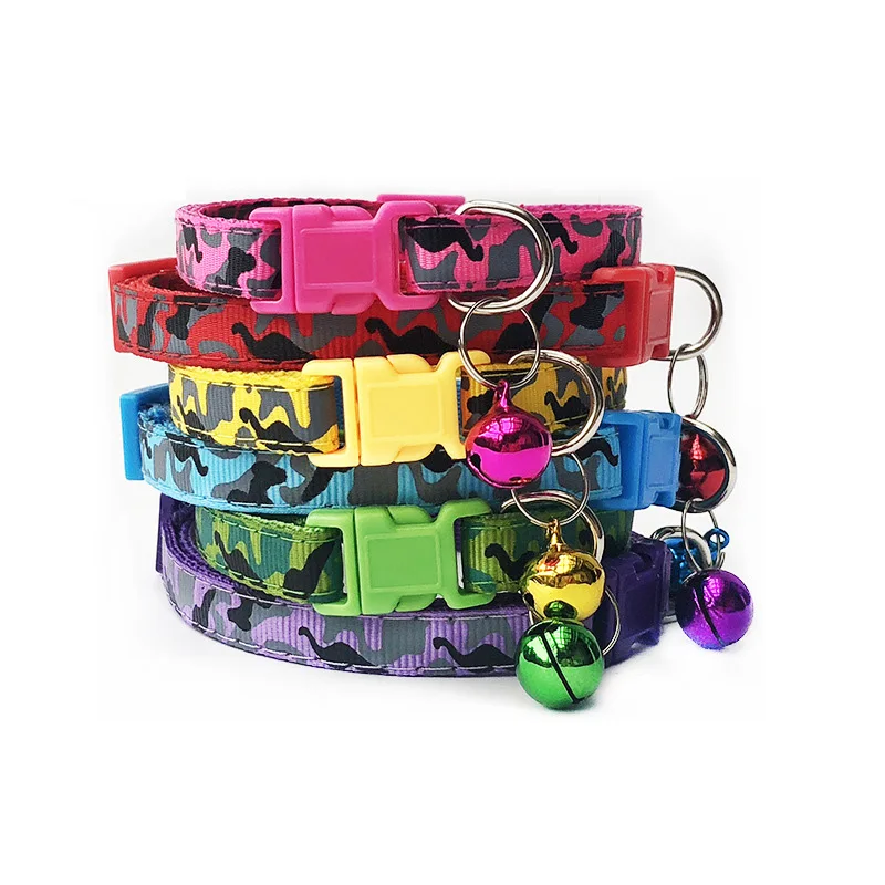 

Wholesale 24pcs Adjustable Camo Dog Collars for Small Dogs ID Tags Collar With Bell Polyester Necklace Leash Pet Puppy Dog Cats