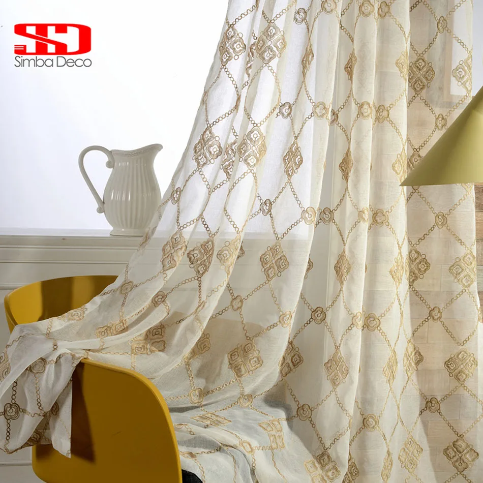 Us 15 28 27 Off Sheer Curtains For Bedroom Translucidus Embroidered Damask Blinds Voile Drapes Tulle Window Vorhang Cortinas For Living Room In
