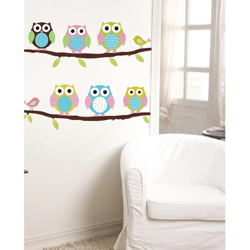 TPFOCUS Cute Cartoon Owl Pattern Wall Sticker for Kids Room Bedroom Decoration