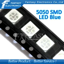 100 шт. синий 5050 SMD светодиодный диоды для подавления переходных скачков напряжения светильник