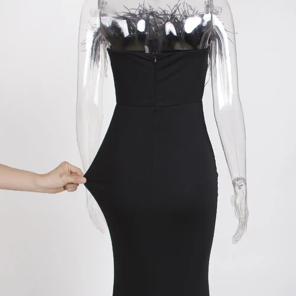 black strapless maxi dress casual