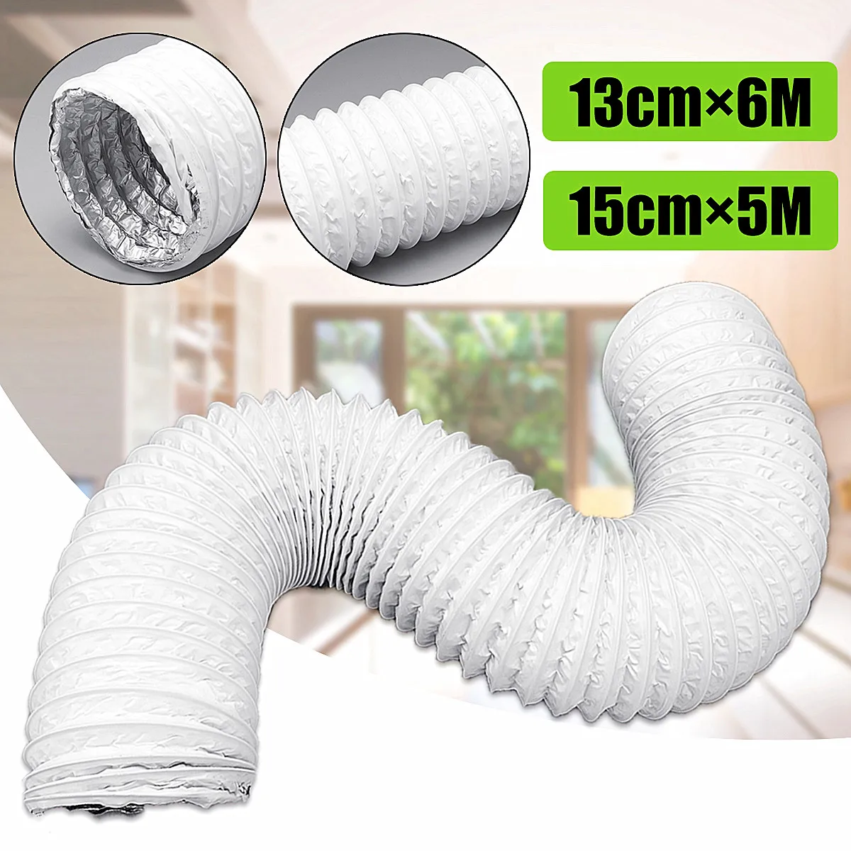 

5M/6M Flexible Air Conditioner Exhaust Hose Vent Tube Pipe 150/130mm Diameter