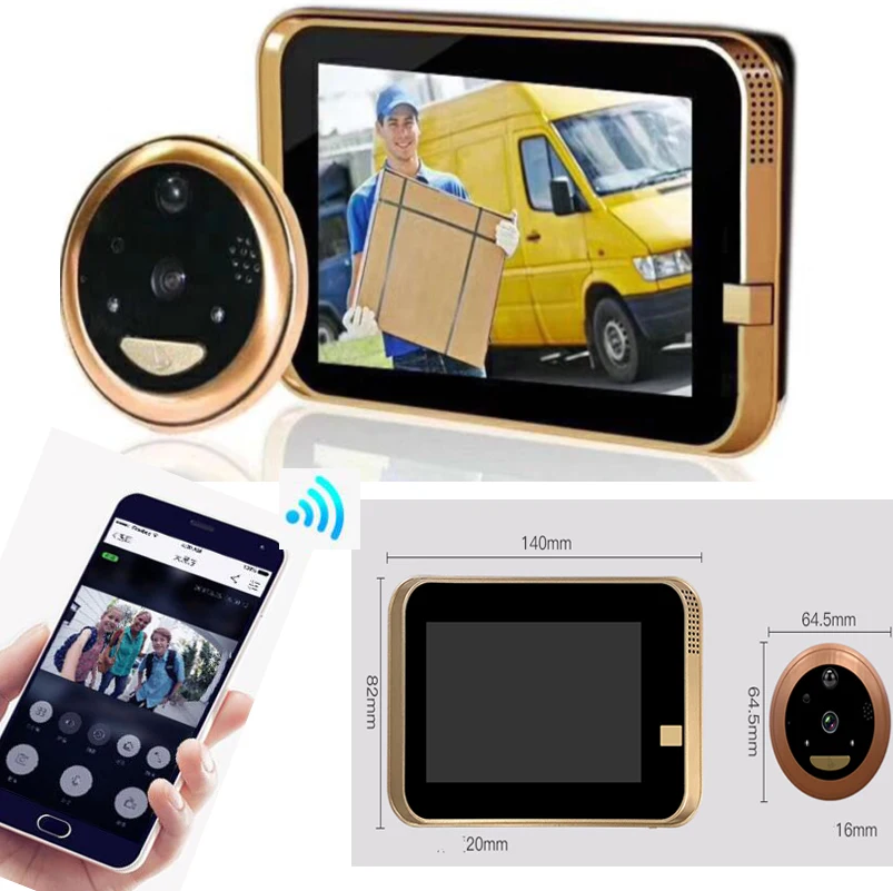 

FREE SHIPPING Wifi Smart Peephole Video Doorbell 720P HD Security Camera Door Viewer Motion Detection Android IOS APP Control