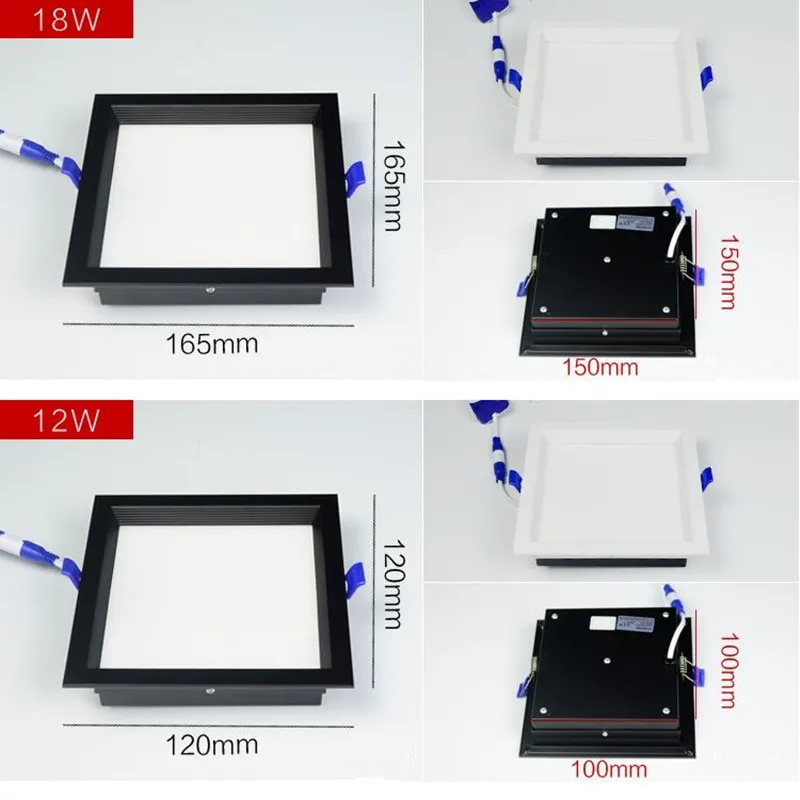 1 шт. светодиодный встраиваемый светодиодный светильник 12 Вт 18 Вт 24 Вт 36 Вт квадратный Светодиодный точечный светильник светодиодный потолочный светильник AC 230 В 220 в 240 В