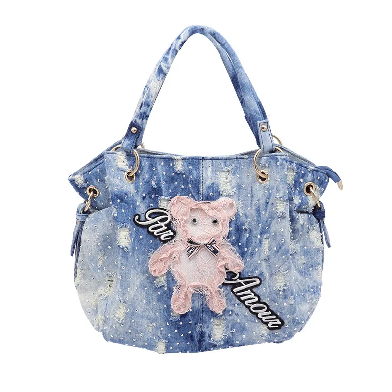 

2019 New Wash Denim Handbags Large Capacity Shoulder Bag