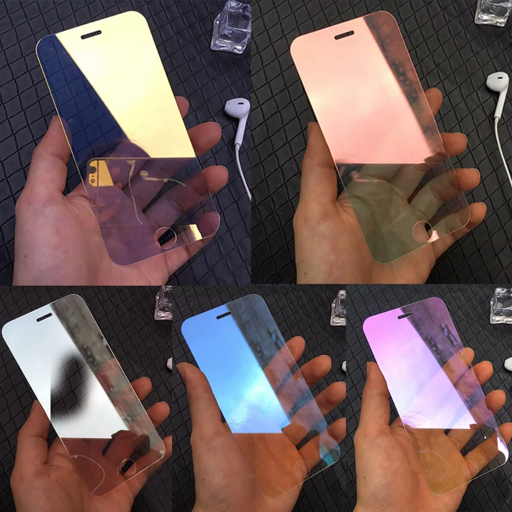Роскошное зеркальное закаленное стекло для iPhone 12 mini 11 Pro Max цветная полноэкранная