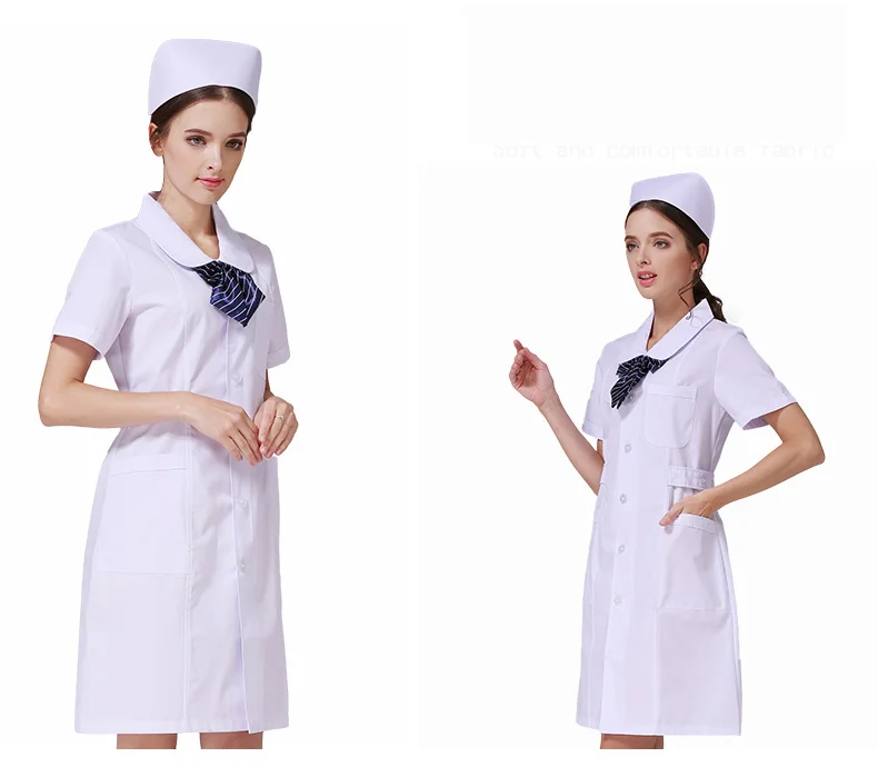 New 3 Colors Nurse clothes short- sleeved Coat Slim White Collar Overalls Doctor nurse Beauty Service Clothes