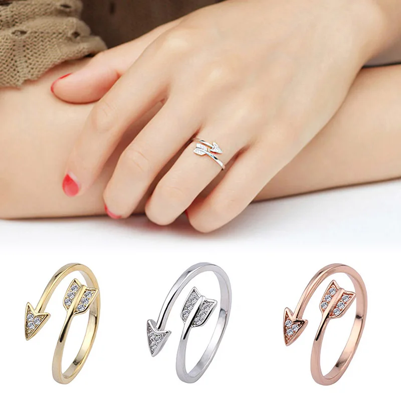 

Sale 1PC Retro Boho Adjustable Silver Golden Color Arrows Women Fashion Jewelry Open Rings For Female Men Lover Rings Gifts