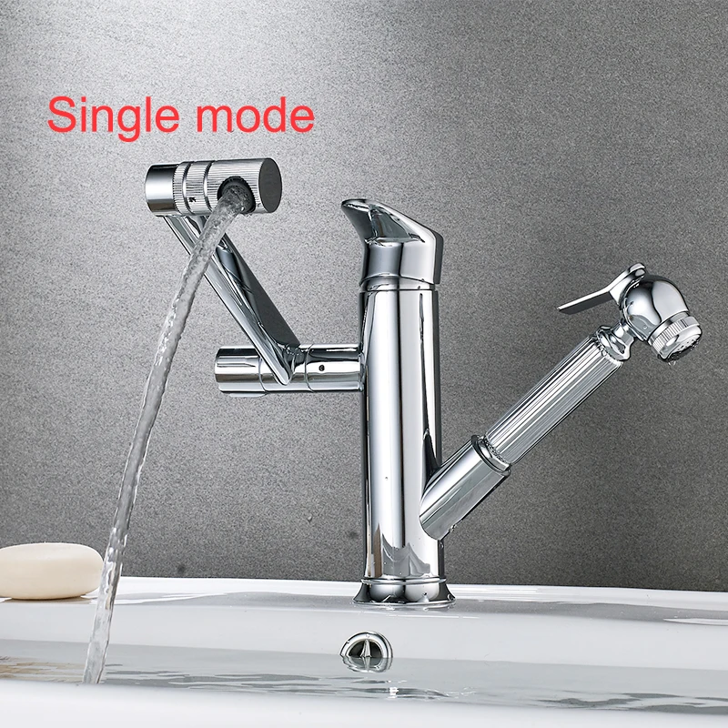 

JIKU Bathroom Faucet Copper Bathroom Basin Hot And Cold Faucet Rotating Above Counter Basin Single Hole Basin Wash Basin Home