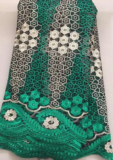 

High Quality Nigerian Lace Fabrics With Stones African French Net Lace Fabric Embroidered Tulle Mesh Lace Fabric NLL3238 green