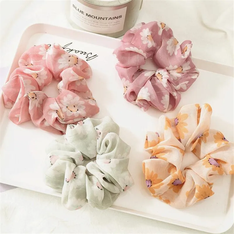 

Fashion Chiffon Headband Flower Print Hairbands Hair Accessories For Women/Girl Hair Sports Scrunchie Ponytail Hair Scrunchies