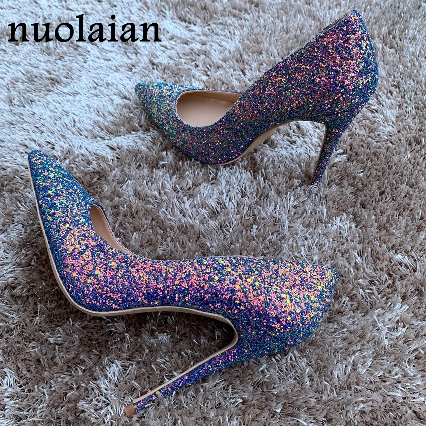 

Women's Bling Leather Wedding Shoes Woman Summer High Heel Pump Shoes Ladies Pumps Party High Heels Women Big Size Shoe 35-43