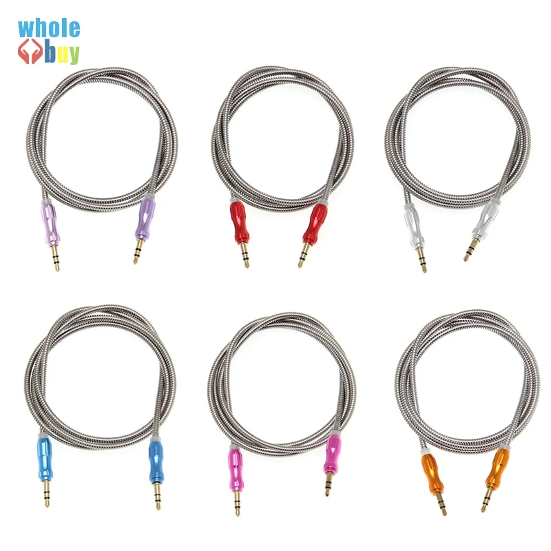 100pcs lot Aux Cable Speaker Wire 3 5mm Jack 1m Sliver Ring Matel Audio Cable for Car Headphone Adapter Speaker MP3 MP4 Cheap