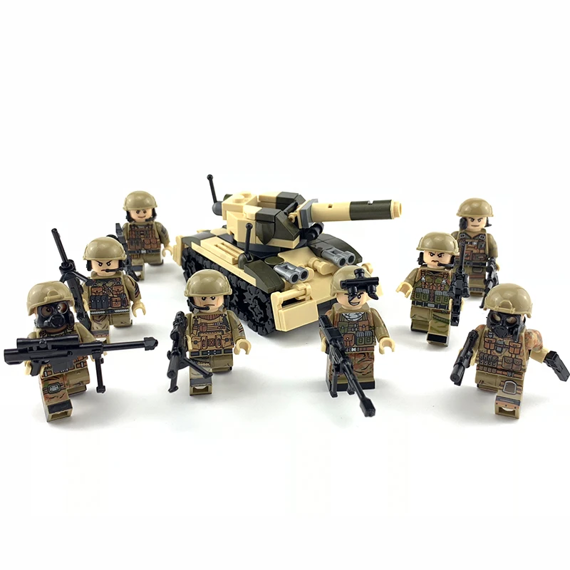 

NEW 8PCS SWAT Military small tanks Flood dragon Assault Special Force Soldiers weapons figure building blocks toys for children