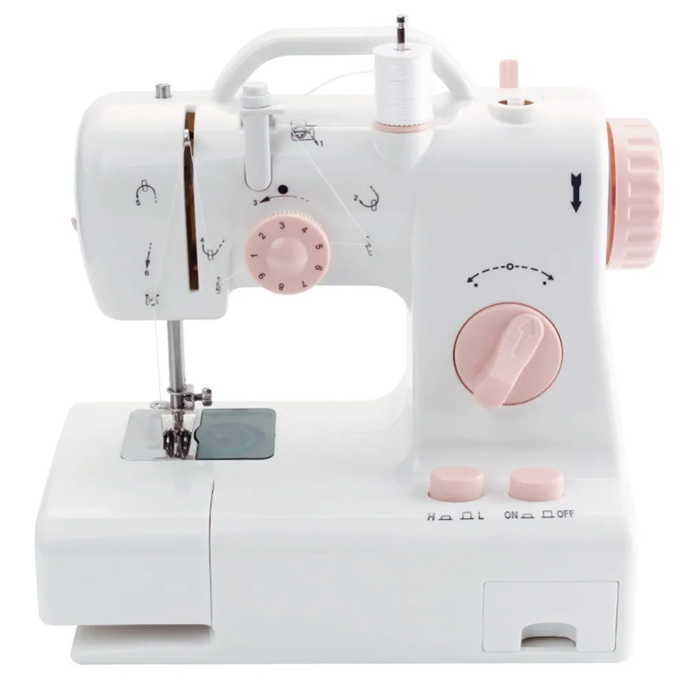 

New Mini Sewing Machine Electric Built-in Light Household Multi-function Crafting Mending Pendal Sewing Machine FHSM-318 EU Plug