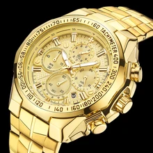 Часы для мужчин лучший бренд класса люкс WWOOR золотой хронограф часы Человек золото большой циферблат мужской наручные