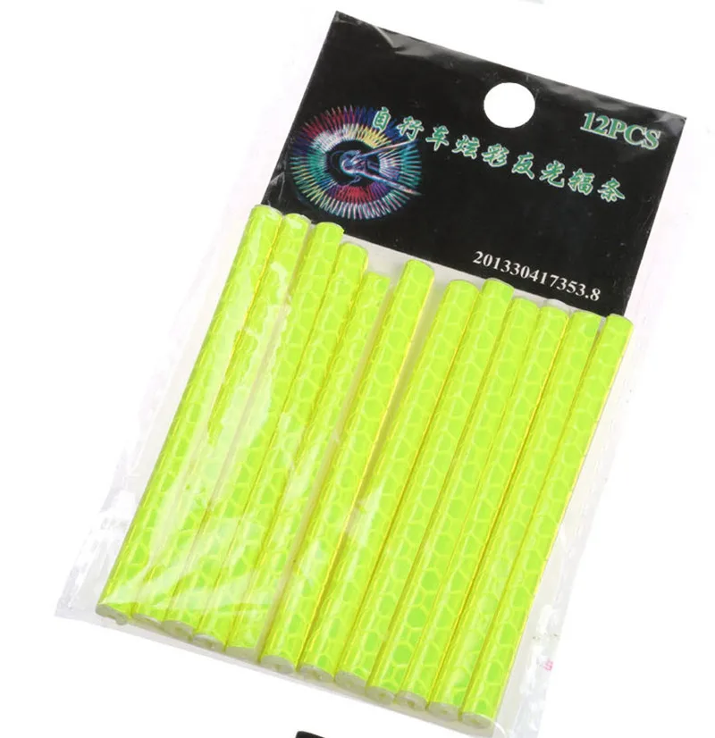 12Pcs Bicycle Mountain Bike Riding Wheel Rim Spoke Mount Clip Tube Warning Light Strip Reflector Reflective Outdoor 75mm (22)
