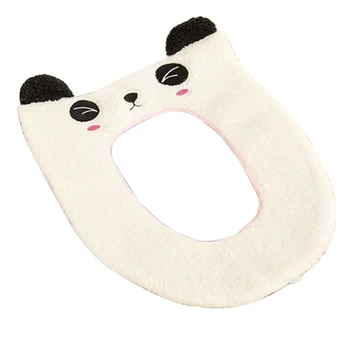 

TFBC-Washable Cartoon Toilet Seat Cover Soft Pad Cloth Lid Top Warmer Mat Bathroom White