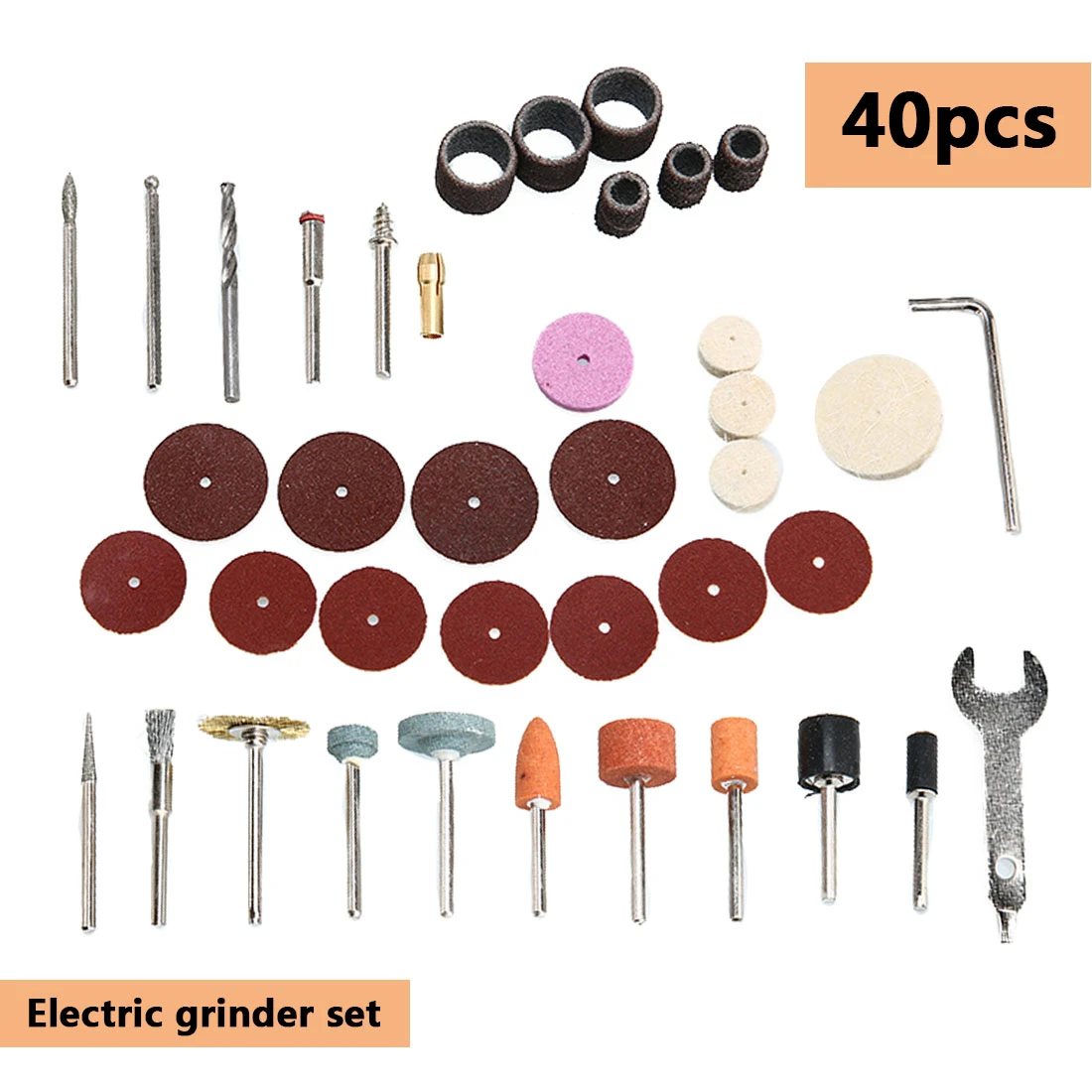 40Pcs Rotary Tool Accessory Bit Set Sanding Grinding Polishing Cutting Kit