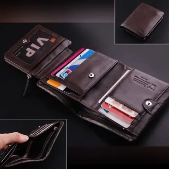 

Mens Wallet Quality Leather Boutique Trifold Zip Coin Purse Card Holder Organizer Multifunction Leather Wallet