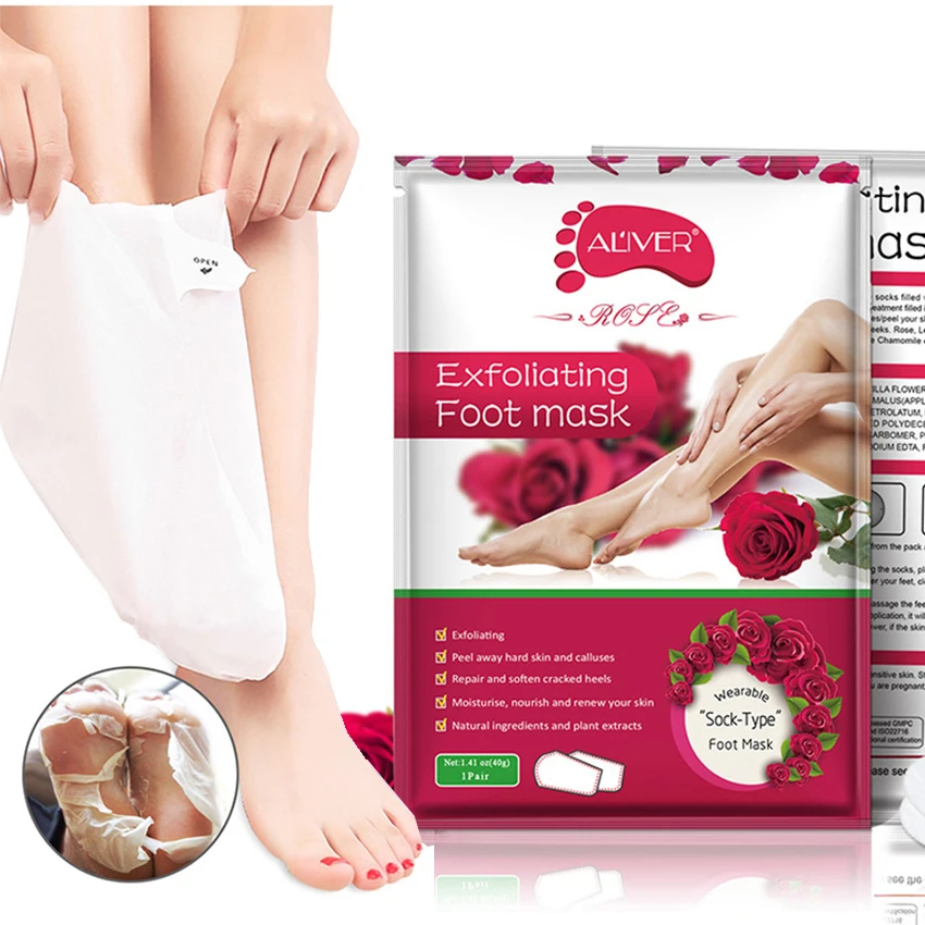 Rose Exfoliating Foot Mask Pedicure Socks Exfoliation for Feet Mask Remove Dead Skin Heels