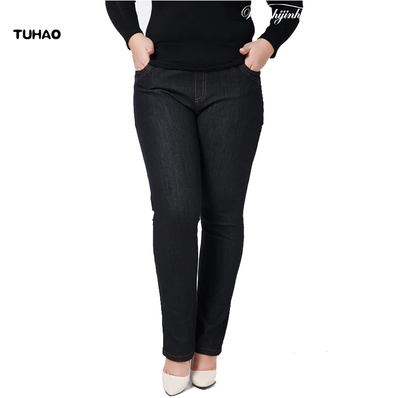 Beste TUHAO Hoge Taille Femme Jeans 2018 lente zomer kantoor dame Jeans broek voor vrouwen Denim Broek Grote Maat 3XL 4XL broek YH05