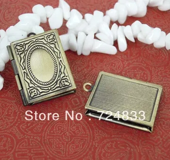

19x25mm Vintage Photo Locket Antique Bronze tone Brushed Copper Book Shape Prayer Pendant Bulk Wholesale