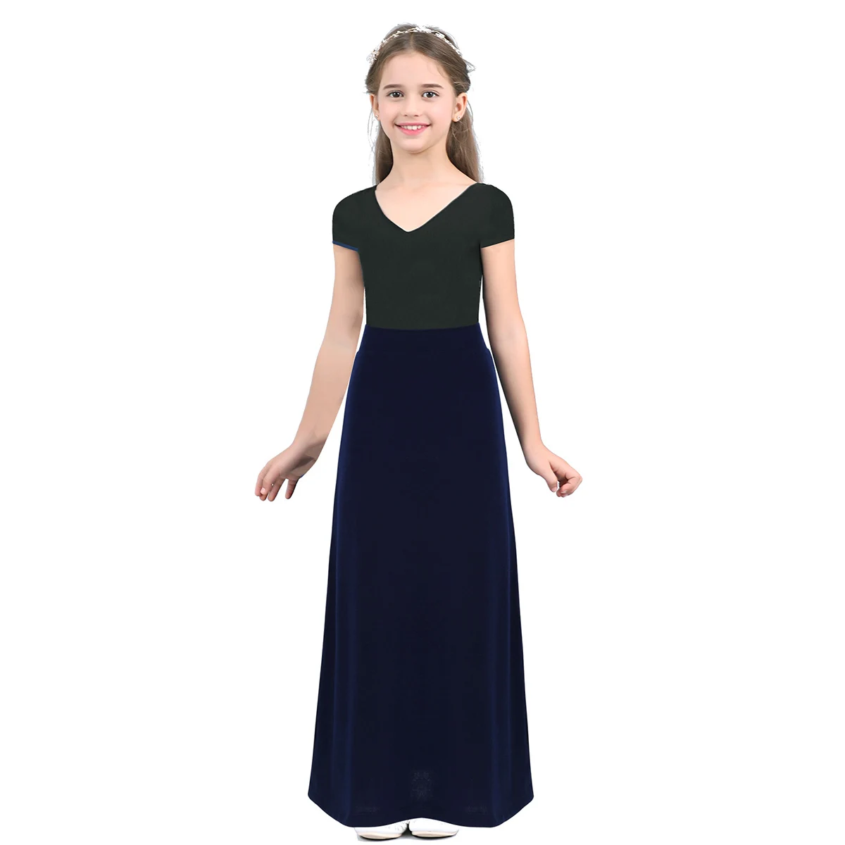 IEFiEL/однотонная длинная юбка-макси для маленьких девочек эластичная легкая повседневная юбка-макси для школы, вечерние юбки для девочек, SZ 6-14