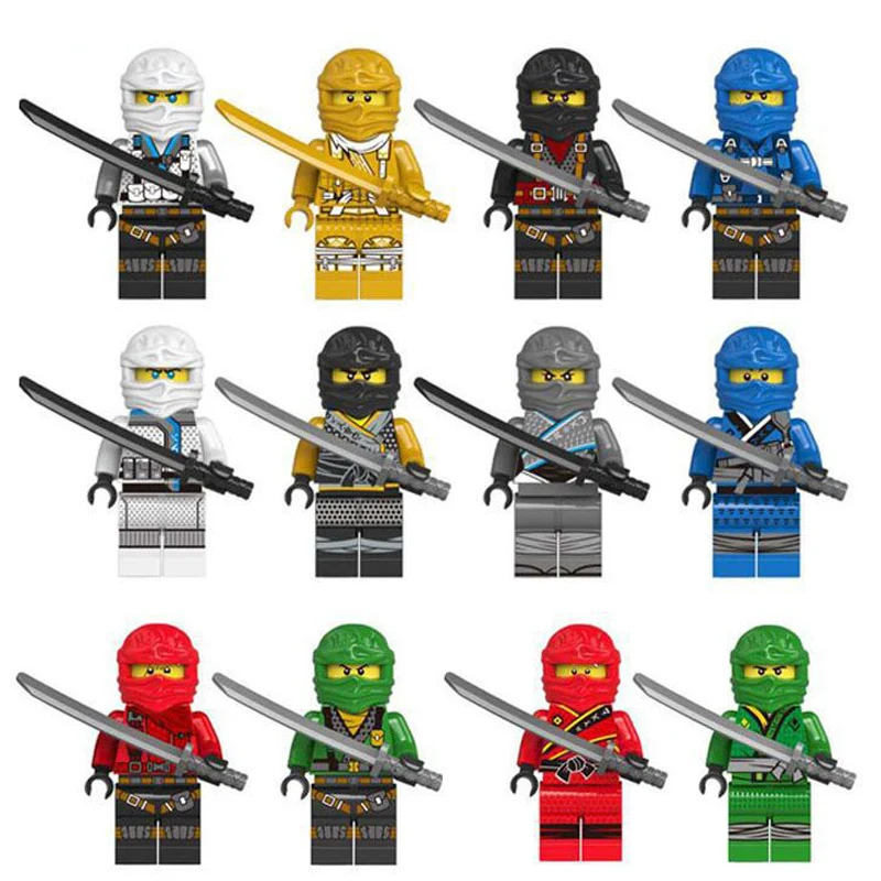 12pcs/lot Ninja Enlighten Bricks Kids DIY Toys Children Gifts Mini Building Blocks Figures Compatible With LegoINGly NinjagoINGl