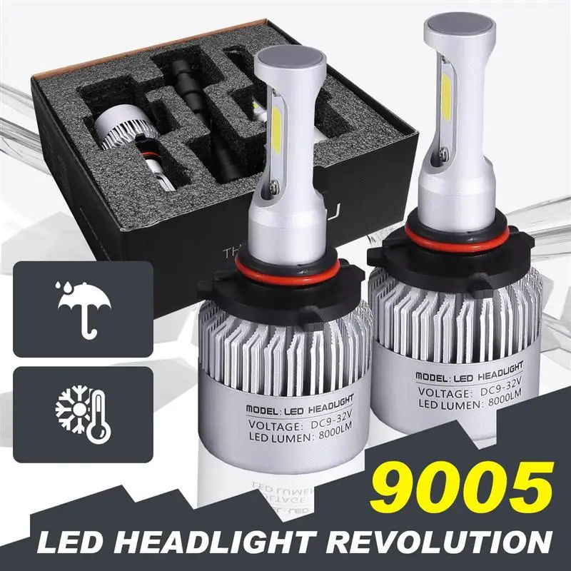 

2x H7/H11/9005/9006 COB LED Car Headlight Bulbs 72W 8000lm Single Beam All-in-one Auto LED Front Bulbs Fog Light 6500K