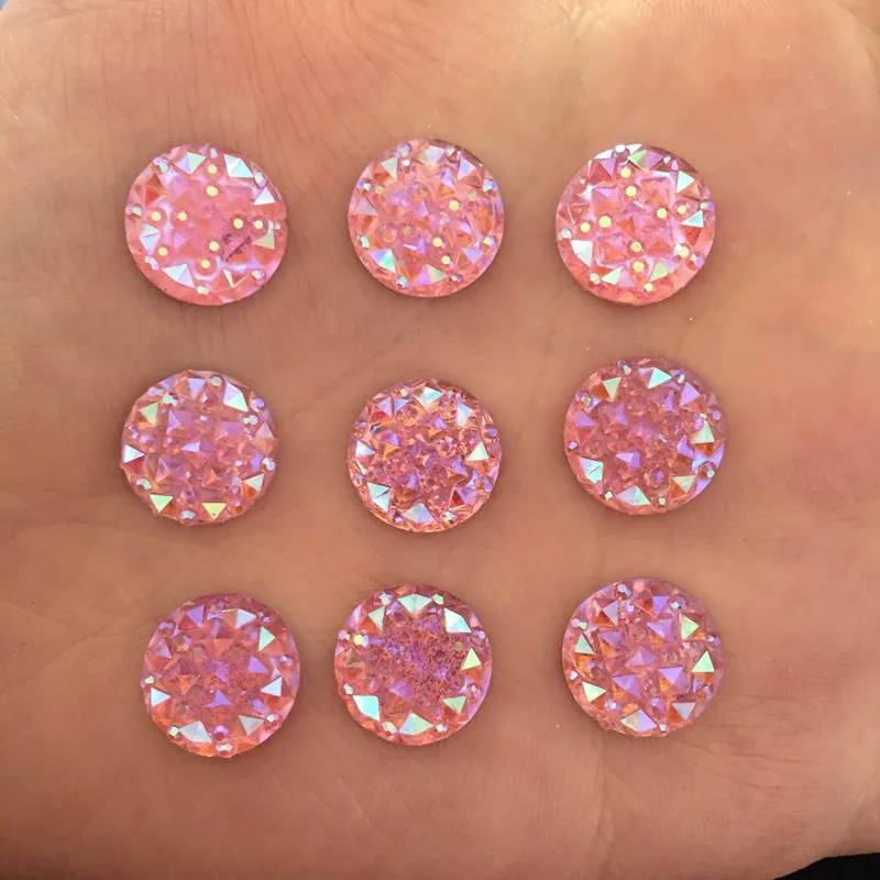 

New (80 pieces/lot) 12mm Resin AB color Round FlatBack Appliques/wedding DIY craft C362