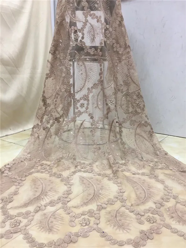 Нигерийский Тюль Кружева блесток ткань зеленый высокое качество желтый