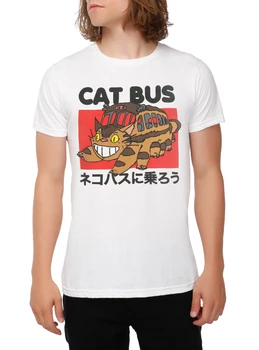 

Hayao Miyazaki Anime Neighbour Totoro Harajuku The Cat Bus Japanese Unisex T-Shirt White Casual Streetwear Summer 2019 Cute Tops