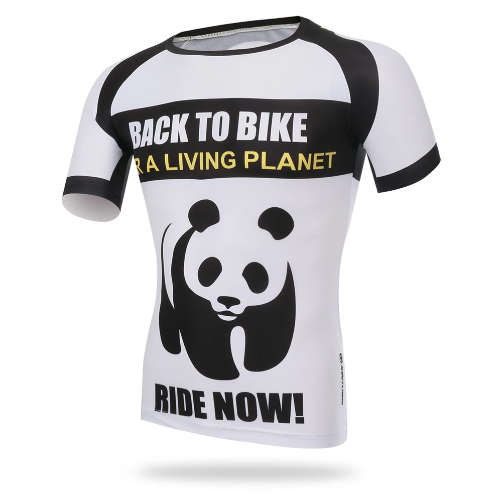 XINTOWN Men's Panda Short Sleeve T Shirts Jersey Men's Cycling Jersey T Shirt Blue Biking Tops