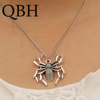 

NK946 New Minimalist Spider Pendant Necklace Men Bijoux Silver Plated Chain Necklace Punk Fashion Jewelry Clavicle Collares